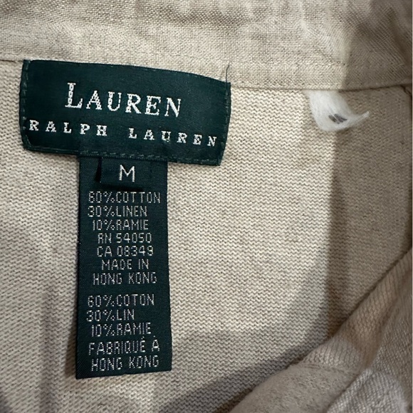 Lauren Ralph Lauren Size M Natural Oatmeal Linen Cotton Shirt Dress Button Knee - Picture 4 of 10